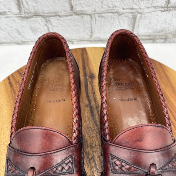 Allen Edmonds Maxfield Mens 10 B Brown Leather Tassel Slip On Dress Loafers - Picture 12 of 14